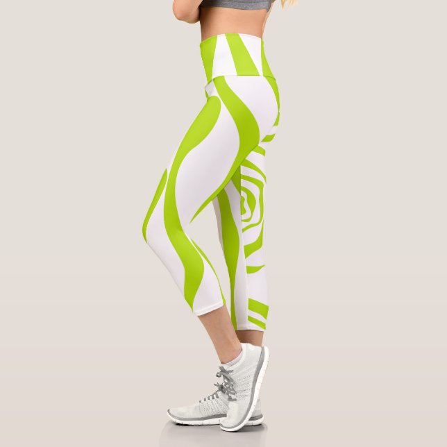 Leggings Capri Ebb et flux 4 en Lime vert et blanc (Gauche)