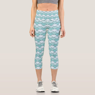 Leggings Capri Écailles de dragon, éventails, vagues, Seigaiha, b