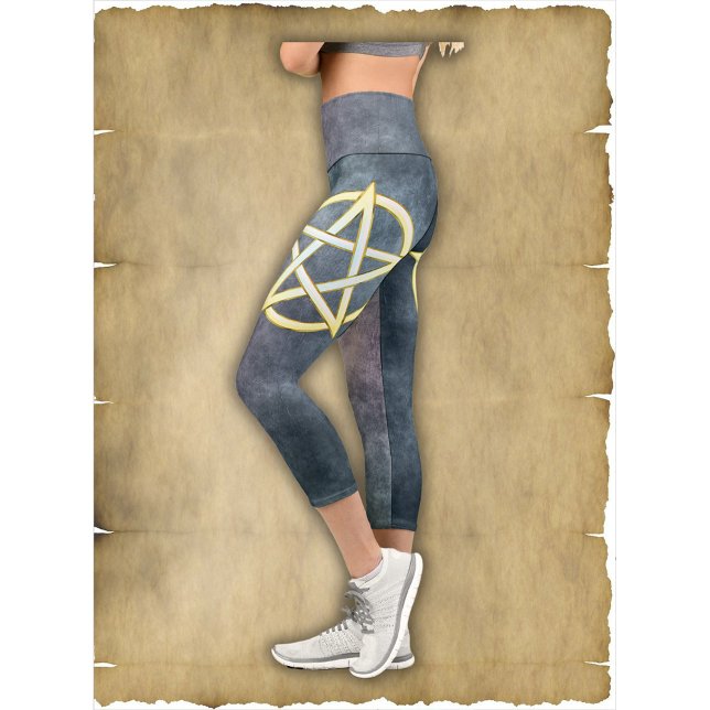 Leggings Capri Élégance céleste : Pentagram perle (Créateur téléchargé)