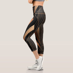 Leggings Capri Élégance Géométrique Métallique Art Déco