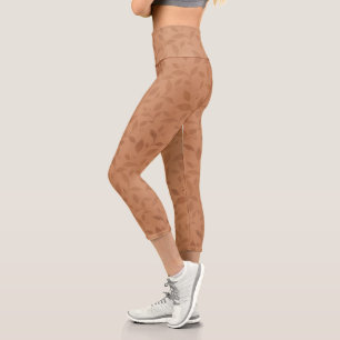 Leggings Capri Élégant Brown Abstrait Feuilles d'automne Motif