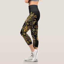 Elégant luxueux Mandala Gold sur Black Capri Legg