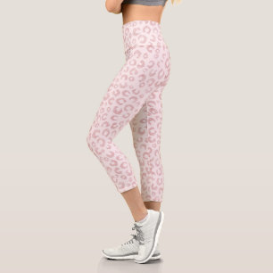 Leggings Capri Élégant Rose Parties scintillant d'or Leopard Po