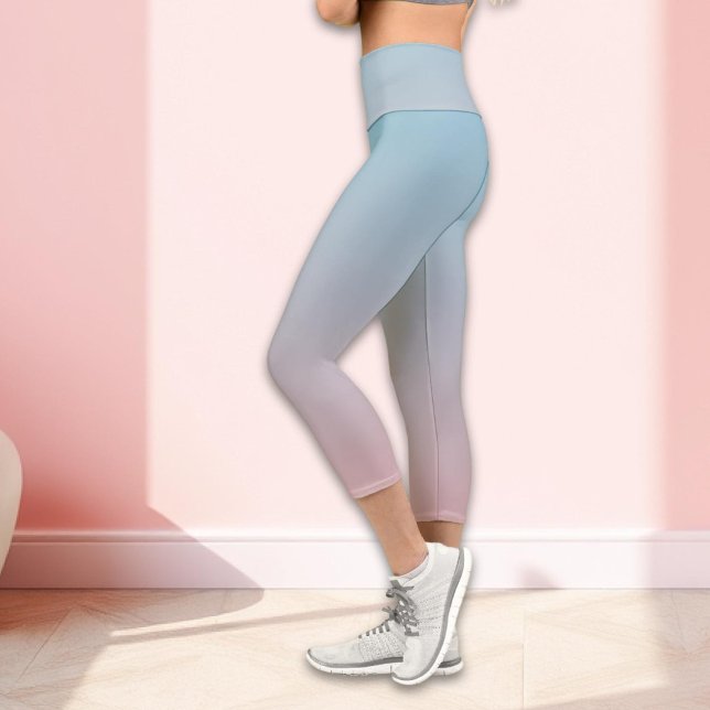 Leggings Capri Élégant Sport dégradé bleu et rose (Créateur téléchargé)