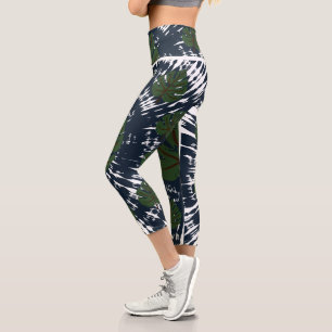 Leggings Capri Élégante feuille classique Tie & Dye