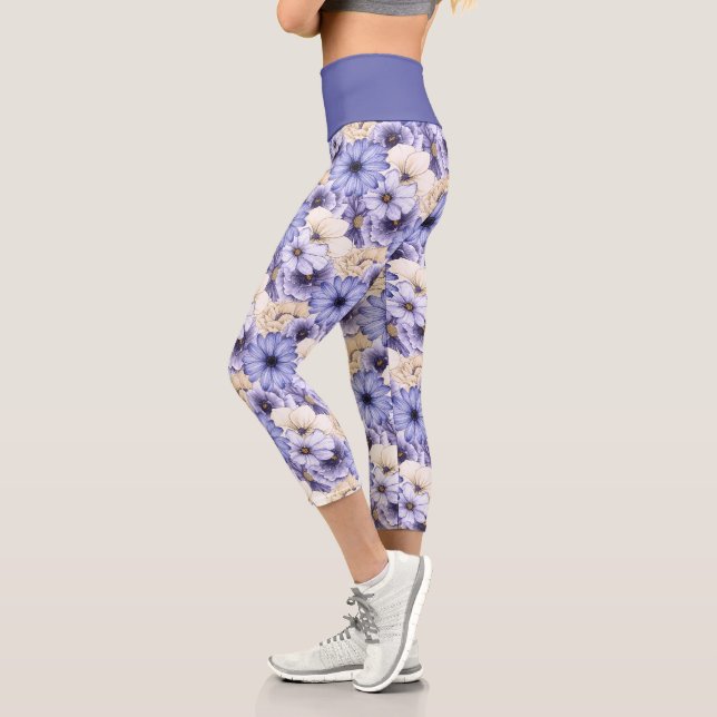 Leggings Capri Elégante Flore Motif Lilac crème (Gauche)