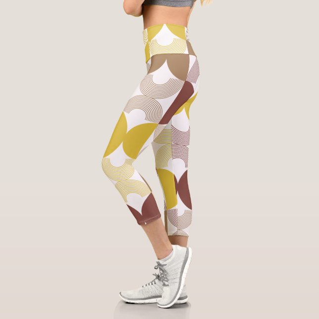 Leggings Capri Elégante moutarde moderne moyen siècle motif migno (Gauche)