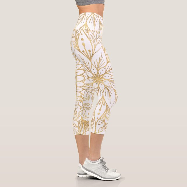 Leggings Capri Elégante Parties scintillant d'or Mandala White De (Droite)
