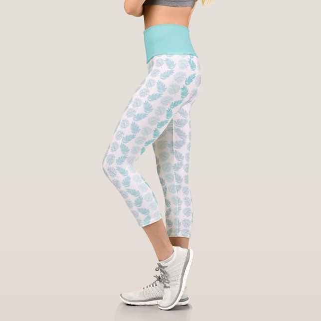 Leggings Capri Élégante verdure Botanique Tropical Feuille Motif (Gauche)