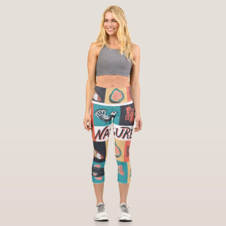 Leggings Capri Éléments de la nature, Icônes de style rétro.