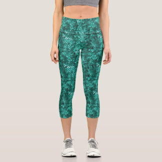 Leggings Capri Émeraude Motif haute taille Yoga Capris