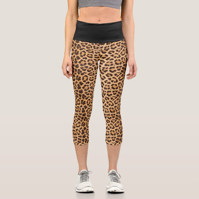 LEGGINGS CAPRI EMPREINTE DE LÉOPARD CAPRI YOGA PANTS LEGINES (Recto)