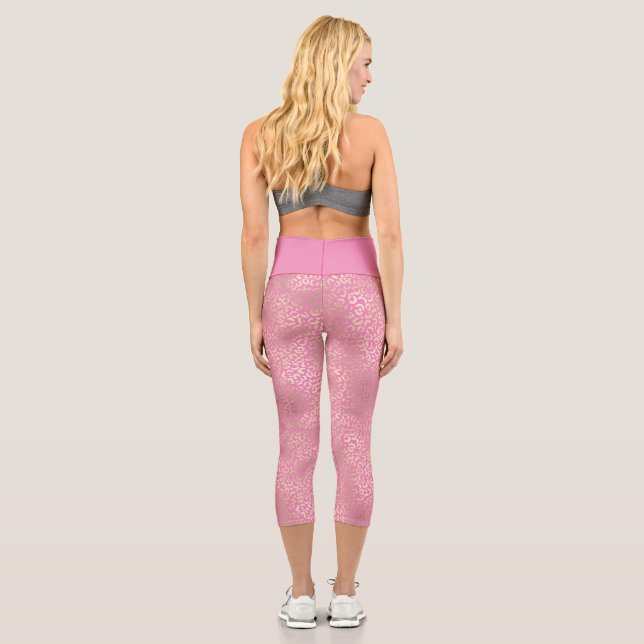 Leggings Capri Empreinte de léopard de Glam d'or rose (Verso)