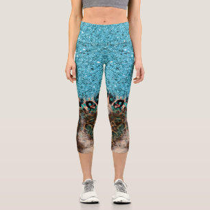 Leggings Capri Empreinte de léopard de Parties scintillant bleu t
