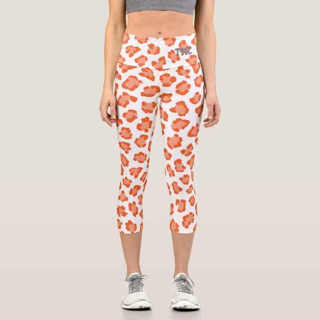 Leggings Capri Empreinte de léopard Orange Monogram INITIALS Chic (Recto)