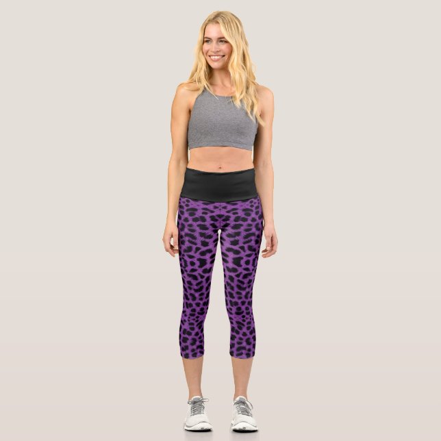 Leggings Capri Empreinte de léopard pourpre (Recto)