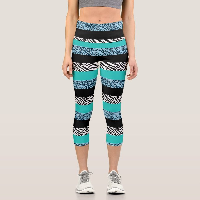 Leggings Capri Empreinte de léopard, Zebra Print, Poster de anima (Recto)