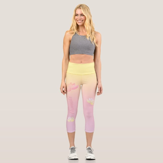 Leggings Capri Énergie de lotus roses (Recto)