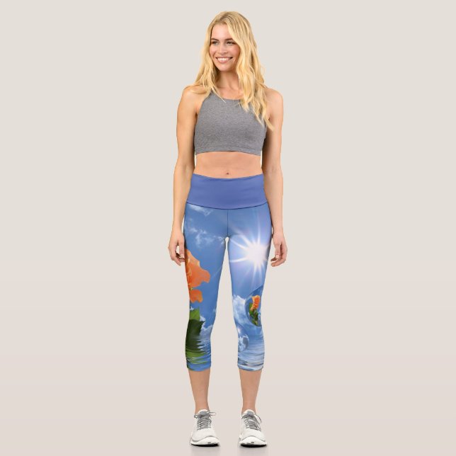 Leggings Capri Enfiler Les Roses Dans Les Bulles Flottantes (Recto)