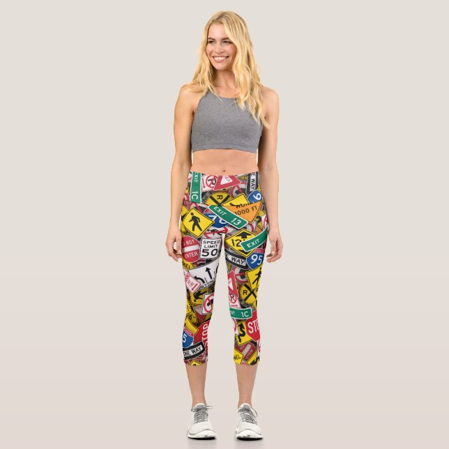 Leggings Capri Enseignant de la conduite Collage des panneaux de  (Recto)