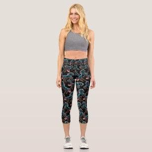 Leggings Capri Enseigne au néon Cheval Style Rétro Glitch