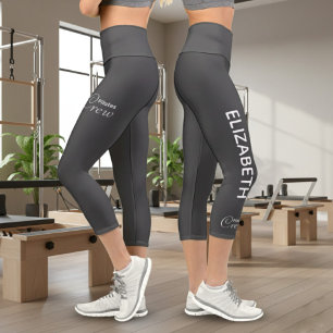 Leggings Capri Équipage Pilates Personnalisé Reformer / Tapis Gri