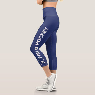 Leggings Capri Équipe de hockey sur gazon Texte personnalisé, n