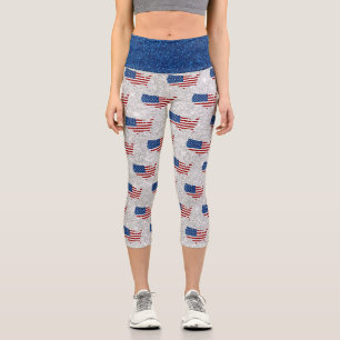 Leggings Capri États-Unis Drapeau Stars & Stripes Juillet 4 Parti