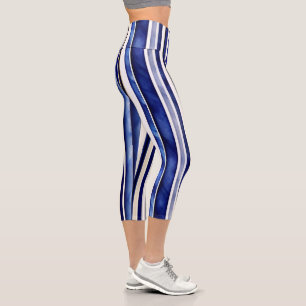 Leggings Capri Été Moderne Marine Blue Boat Stripes Collection