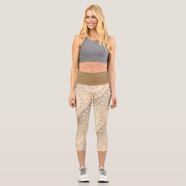Leggings Capri Ethnic Asian Oriental Mandala Golden n Brown (Recto)