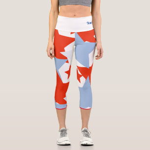Leggings Capri Étoiles bleues de lumière rouge patriotique Nom Ci