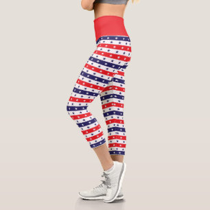 Leggings Capri Étoiles et rayures patriotiques