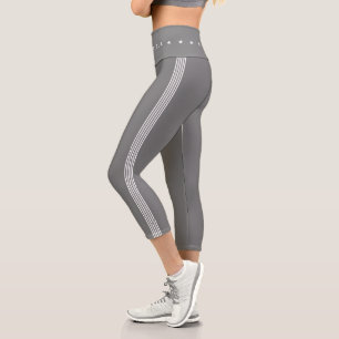 Leggings Capri Étoiles modernes rayures gris clair