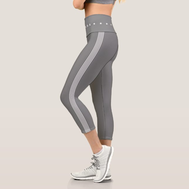 Leggings Capri Étoiles modernes rayures gris clair (Gauche)