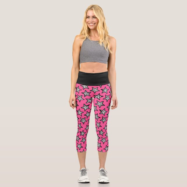 Leggings Capri Étoiles rose Zèbre (Recto)