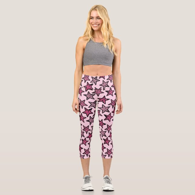 Leggings Capri Étoiles rose Zèbre (Recto)