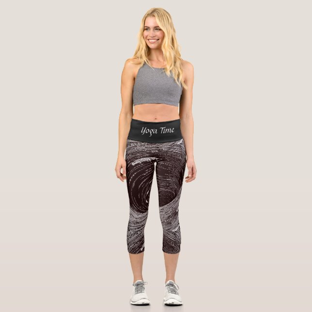 Leggings Capri Fascinating Retro Black & White Vortex  (Recto)