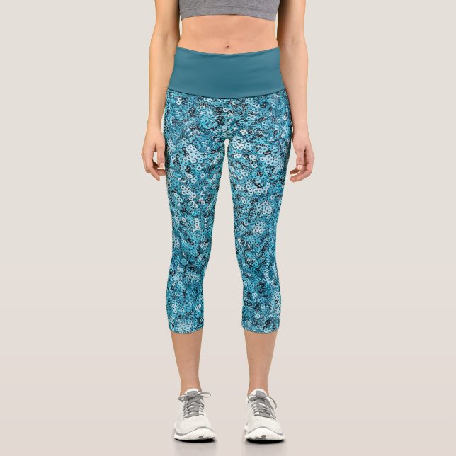 Leggings Capri Faux Sequin Blue Pattern  (Recto)
