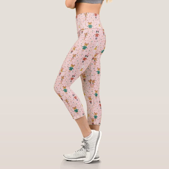 Leggings Capri Festif Animal amis Motif de Noël (Gauche)
