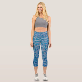 Leggings Capri Feuille bleu