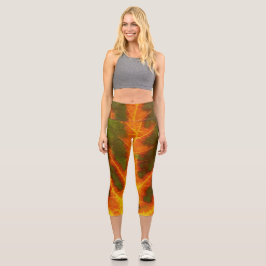 Leggings Capri Feuille vert orange et jaune d'Aspen #1
