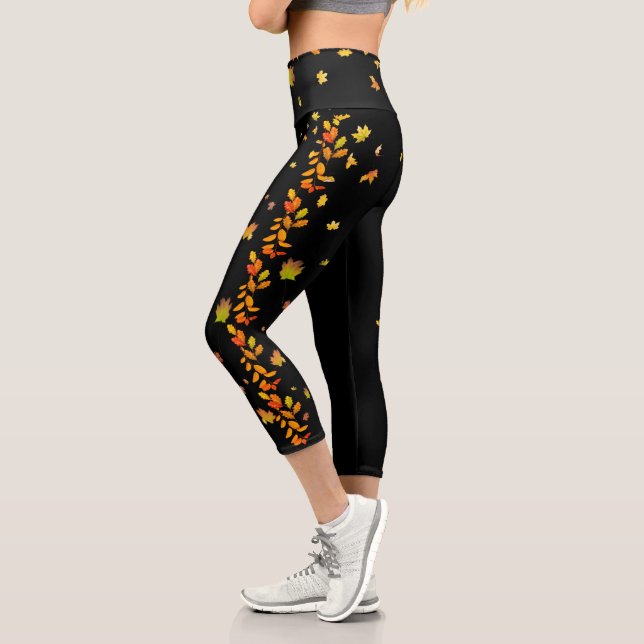 Leggings Capri Feuilles automnales Capris haut taille (Gauche)
