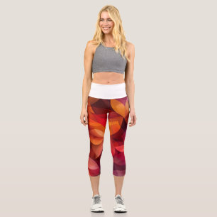 Leggings Capri 🍁 Feuilles d'automne vibrantes en rouge et orange