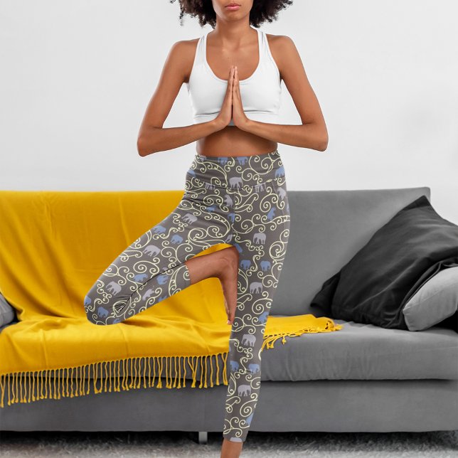 Leggings Capri Filigree et Eléphants (Créateur téléchargé)