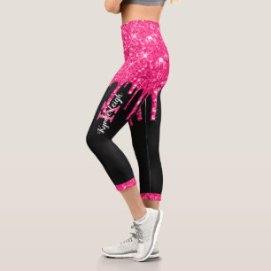 Leggings Capri Fille Noir Hot Rose Parties scintillant Drivers No