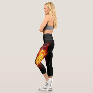 Leggings Capri Fire Peacock Feather