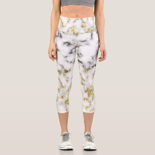 Leggings Capri Flacons brillants en marbre noir et blanc