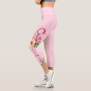 Leggings Capri Flamant rose floral adorable