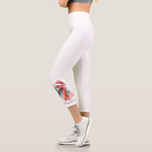 Leggings Capri Flamant rose père Noël Snowbird, personnalisé