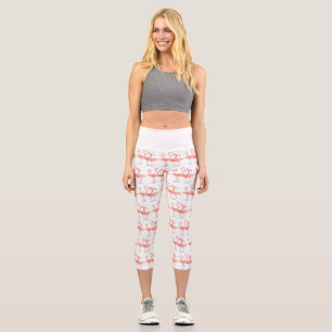 Leggings Capri Flamants roses Oiseaux tropicaux aquarelle Oiseau